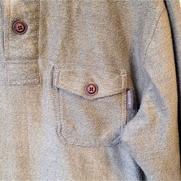 Wolverine Olive Green Henley Thick Knit Shirt - Picture 5 of 6